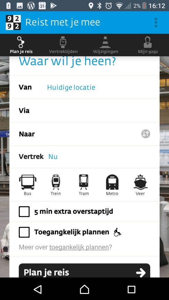 Toegankelijk plannen in de app uit