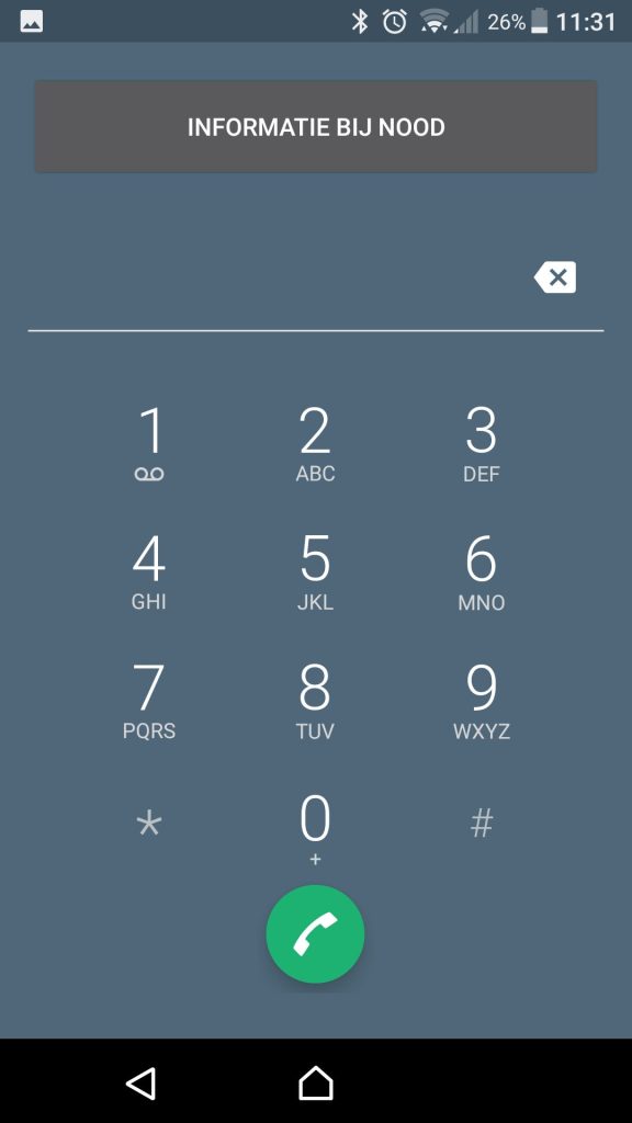 Tik op Informatie bij Nood.