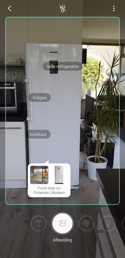 Informatie opzoeken over mijn koelkast met Bixby Vision