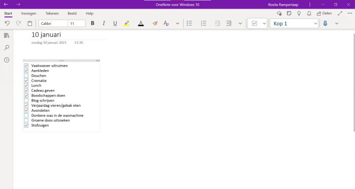 Mijn lijstje on OneNote