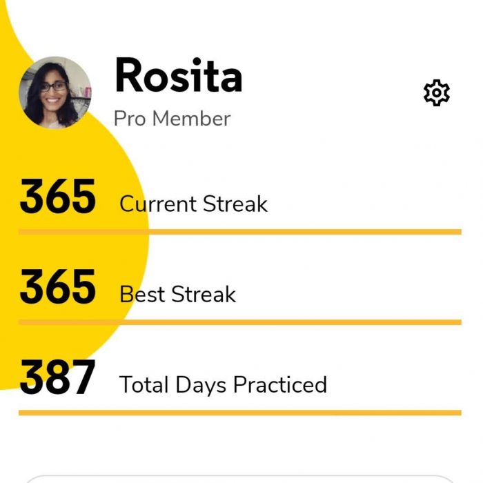 Current daily streak 365 days 