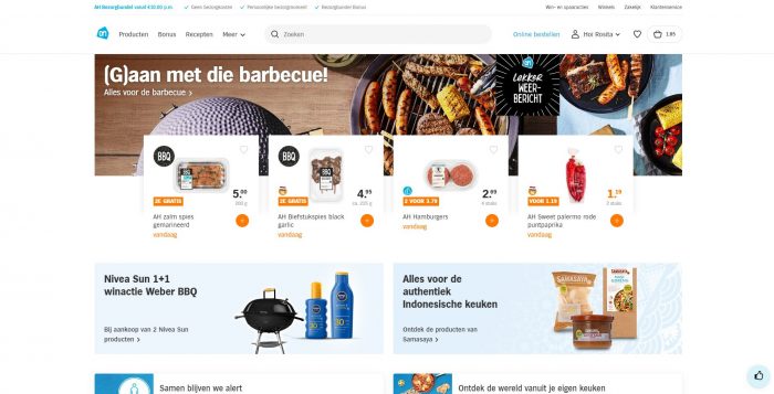 De website van Albert Heijn. Simpel je boodschappen bestellen