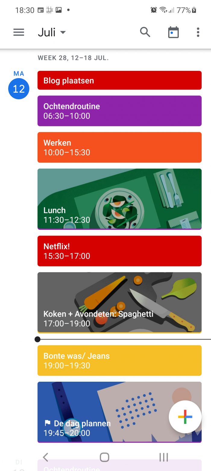 De agenda van een gestructureerd persoon